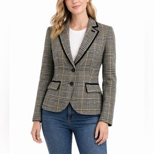 Boden British Tweed by Moon Plaid Wool Blazer 8